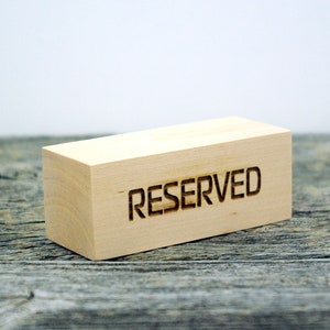 Set of 6 basswood Reserved table signs, Restaurant Reserved table signs, Cafe Reserved blocks, Custom tabletop signs, Reserved seating