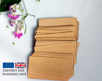 100 cartes de placage de hêtre, cartes de visite de taille standard UE/Royaume-Uni, taille 85х55 mm, cartes vierges en bois, cartes de visite uniques, marque-places en bois