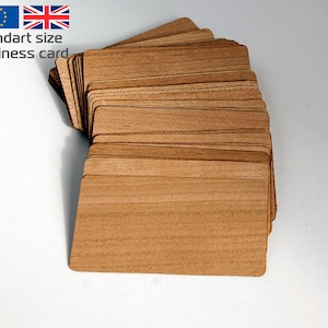 50 cartes en placage de cerisier, tailles UE/Royaume-Uni, taille 85х55 mm, épaisseur 0,52 mm, cartes en bois, cartes de visite uniques, marque-places en bois