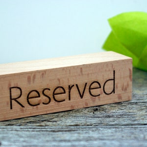 Set of 6 beech Reserved table signs, Restaurant Reserved table signs, Cafe Reserved blocks, Custom tabletop signs, Reserved seating