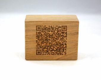Set of 6 walnut QR code blocks, custom QR code sign, Restaurant QR menu, qr code social media sign, personalized qr sign, WiFi qr code