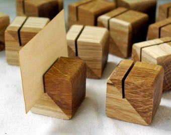 12 oak Place card holders for Wedding & Event, wood Table Stands, Table number holders, Wedding place card stand, Name card holders