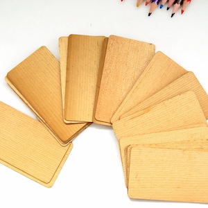 100 tarjetas de visita de chapa de alerce siberiano, tamaño 90x50 mm, grosor 0,90 mm, tarjeta de lugar única, tarjeta de madera en blanco, etiqueta de regalo de madera, tarjeta de lugar de madera