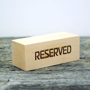 Set of 9 basswood Reserved table signs, Restaurant Reserved table signs, Cafe Reserved blocks, Custom tabletop signs, Reserved seating