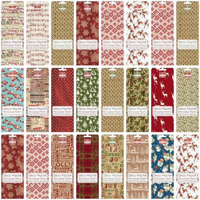 DECO MACHE PAPER FIRST EDITION GOLDEN STARS 3 SHEETS OF DECOUPAGE