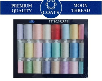 Coats moon thread polyester 120s cotton sewing hand machine 1000y 24 assorted Coats moon thread polyester 120s cotton sewing hand machine 1000y 24 assorted