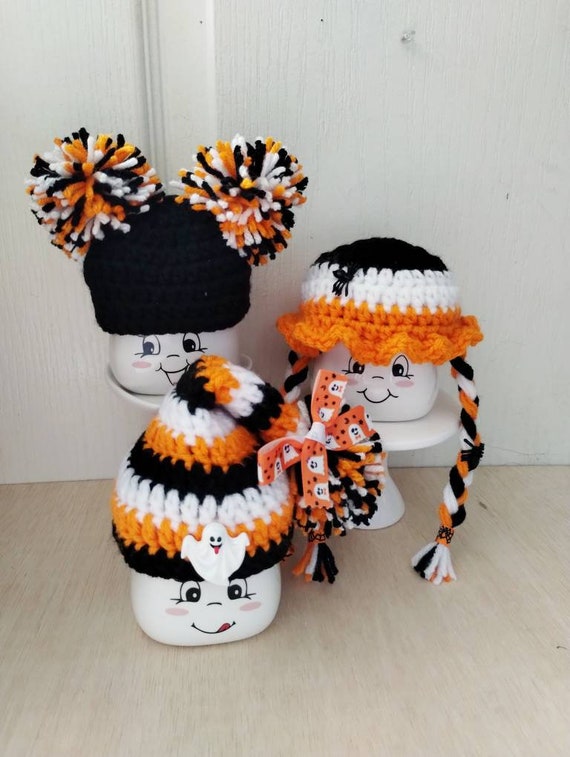Crochet Halloween marshmallow mug hat, ghost, tiered tray, Halloween decor, mug topper, Halloween tiered tray, Halloween girl, spider