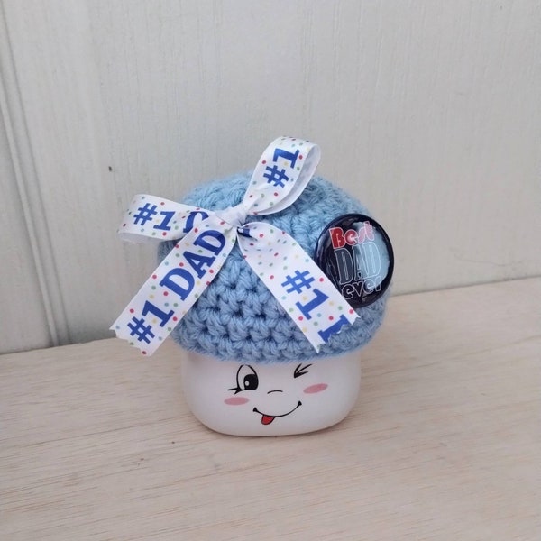 Crochet father's day marshmallow mug hat, world's best dad, dad gift,  fathers day, mug topper, tiered tray decor, dad,