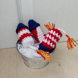 Crochet 3 firecracker bowl fillers, fourth of July decor, Independence day decor, July fourth decor, tier tray decor