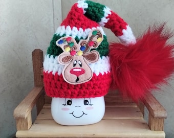 Crochet Christmas marshmallow mug hats, Christmas hat, Christmas mug hat, tier tray decor, Christmas decor, mug topper, wreath, reindeer