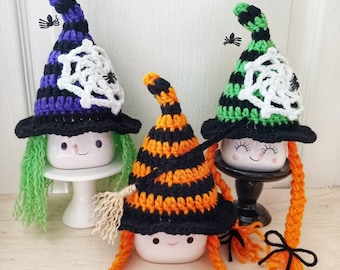Crochet witch marshmallow mug hat, spider, mug topper, Halloween marshmallow mug hat, Halloween decor, tiered tray decor, witch mug hat