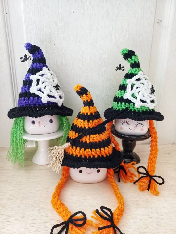 Crochet witch marshmallow mug hat, spider, mug topper, Halloween marshmallow mug hat, Halloween decor, tiered tray decor, witch mug hat