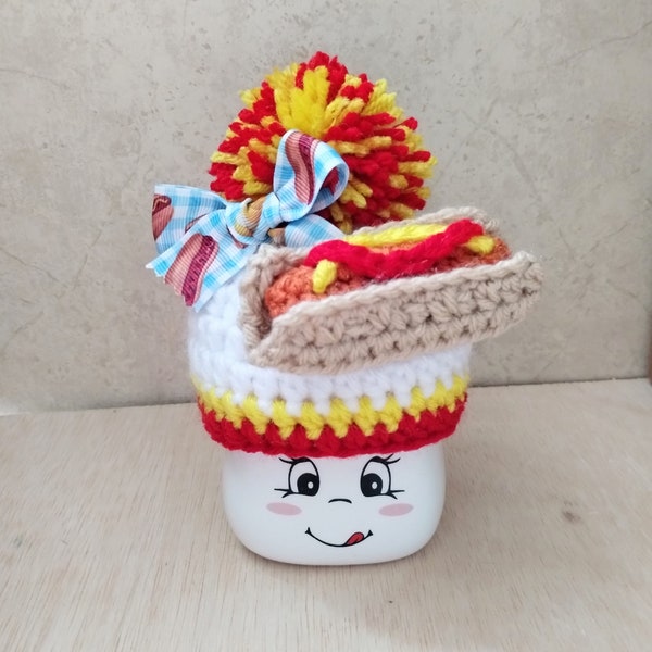 Crochet hot dog marshmallow mug hat, tier tray decor, mug topper, hot dog, summer, spring, cookout, barbecue