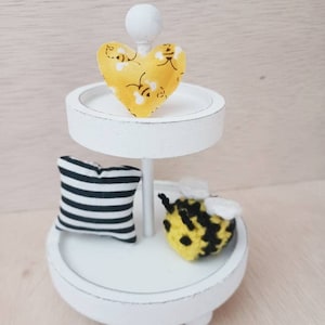 Crochet mini bumble bee, amigurumi bee, bee lover gift, gift for wife, bag charm, crochet bee, micro bee, mini bee, tier tray decor,  bee