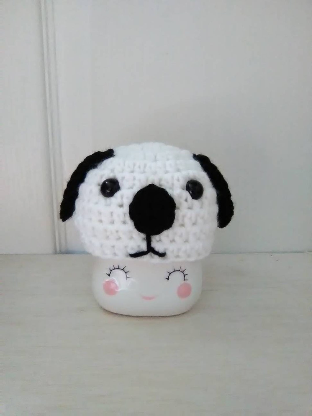 Crochet Dog Marshmallow Mug Hat, New Puppy Gift, Dog Lover, Tiered Tray