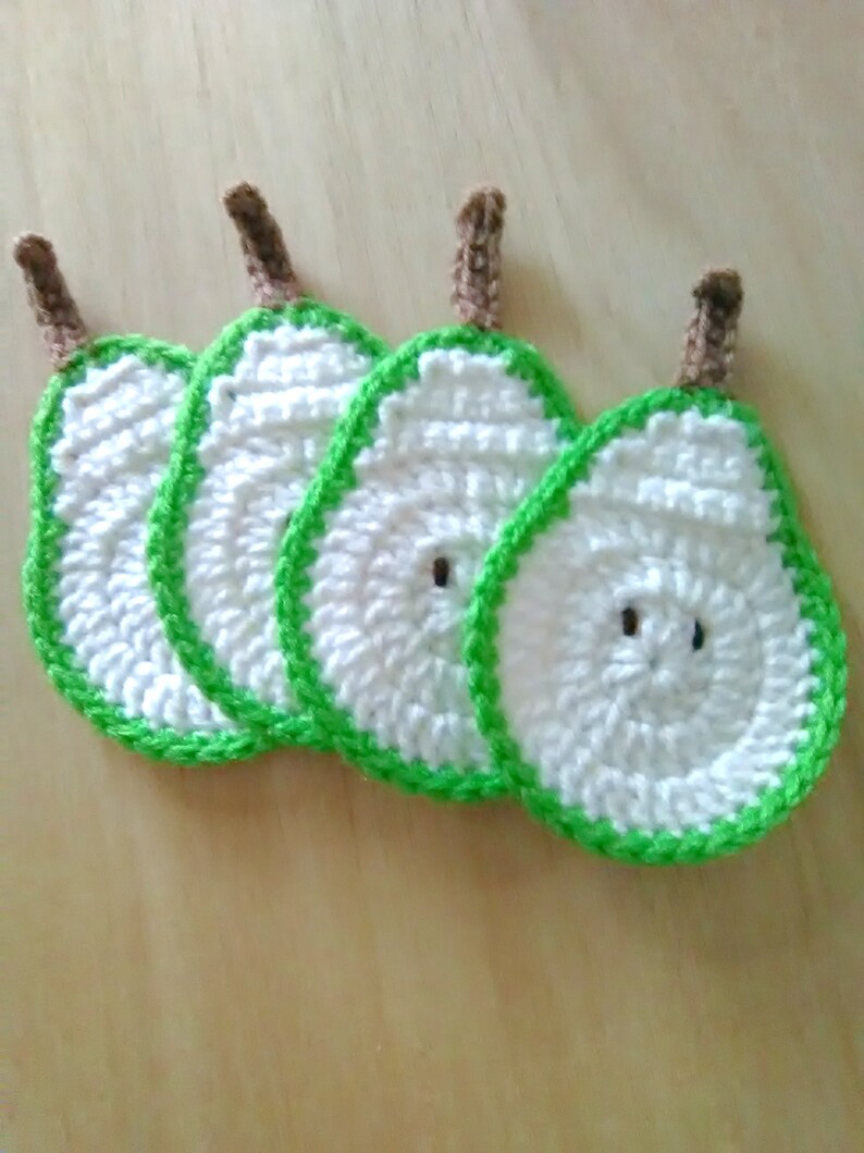 Pear coasters crochet pear coasters crochet pears crochet Etsy