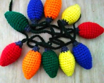 Christmas light garland, crochet light garland, crochet Christmas lights, crochet Christmas light bulbs, crochet light strand garland,