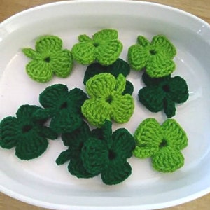 Crochet shamrock bowl fillers, St. Patrick's day decor, crochet shamrocks, amigurumi shamrocks, stuffed shamrocks, gift for her