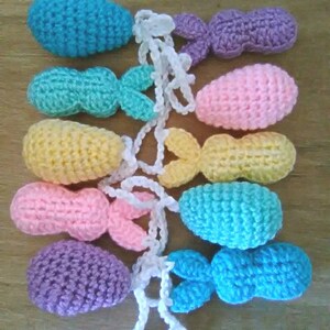76&quot; Crochet Easter decor, rabbit garland, Easter egg garland, amigurumi eggs, amigurumi bunnies, tier tray decor