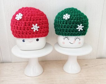 Crochet snowflake marshmallow mug hat, tier tray decor, basket marshmallow mug hat, Christmas, winter