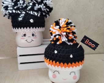 Crochet Halloween marshmallow mug hat, ghost, tiered tray, Halloween decor, mug topper, Halloween tiered tray, spider, ghost, boo,