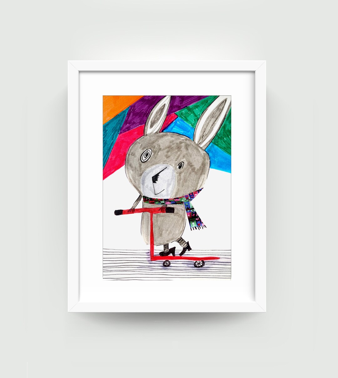 Texi Rabbit Rabbit Taxi. Children's Original Illustration, Kids Decor, Nursery Wall ...