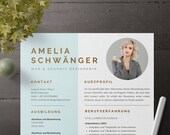 Bewerbungsvorlage Deutsch | Lebenslauf Vorlage beige blau | Bewerbung Anschreiben & Deckblatt – moderne Vorlage Templates zum Bearbeiten