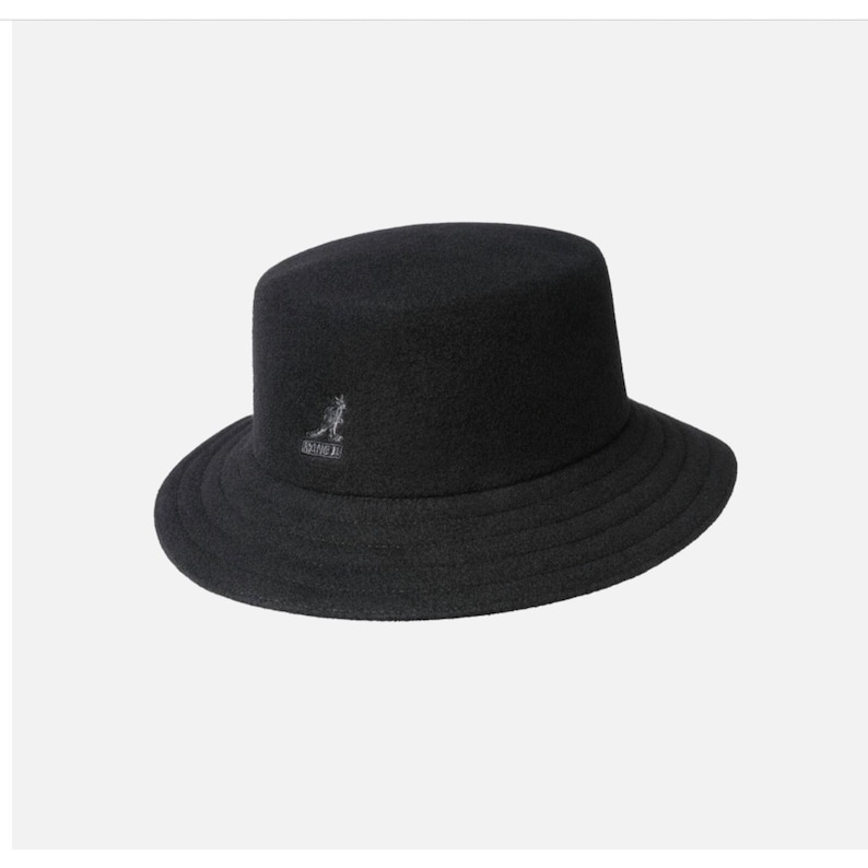 Kangol Black Wool Rap Bucket Hat NWT M Medium image 1