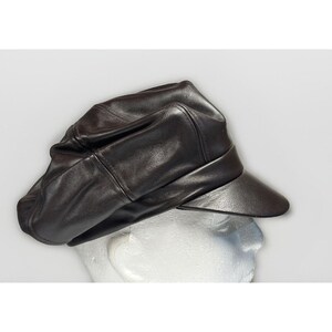 KANGOL Leather Spitfire Cap Blue label Brown Hat XS/Small NEW old stock image 5