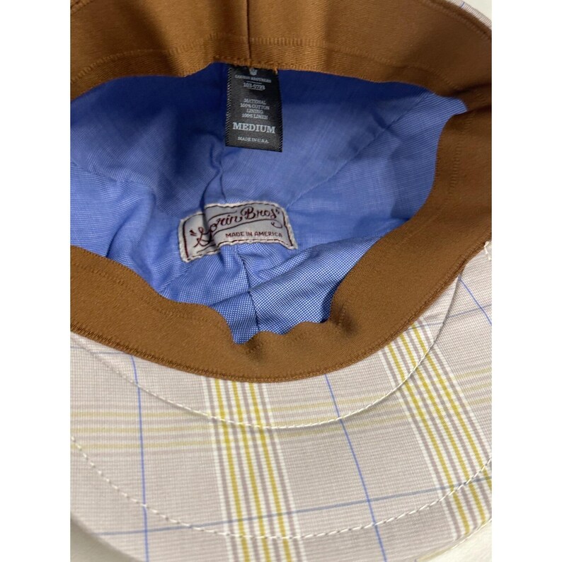 Goorin Bros Flat Cap Hat Medium Light Check Plaid Cotton 6 Panel Ivy NEW image 7