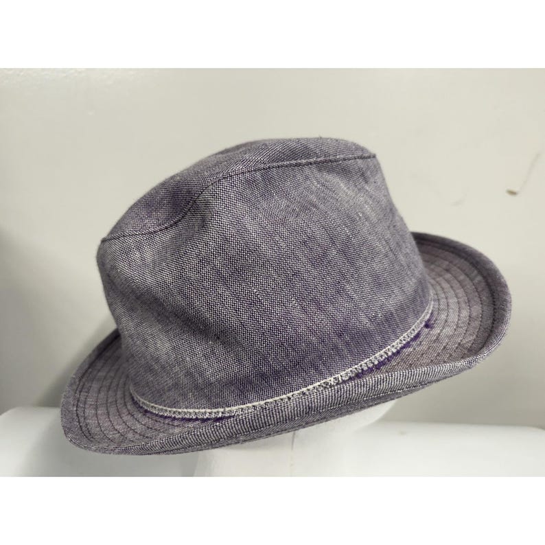 Goorin Bros Linen Fedora XL Purple Lavender Safari Hat Summer Cap image 4