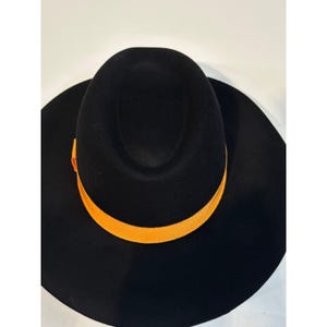 Goorin Bros Schwarz Fedora Filz Hut mit breiter Krempe Tropfen Krone Orange Band Hut Bild 3