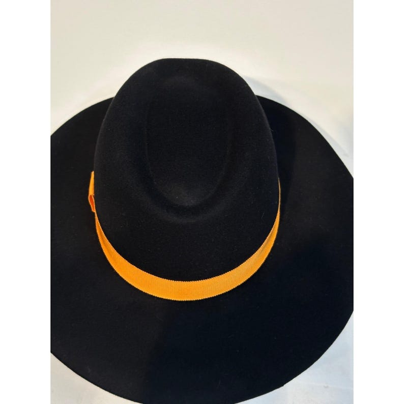 Goorin Bros Schwarz Fedora Filz Hut mit breiter Krempe Tropfen Krone Orange Band Hut Bild 3