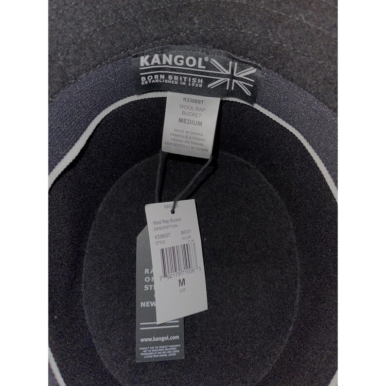 Kangol Black Wool Rap Bucket Hat NWT M Medium image 7