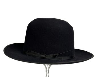 STETSON 25 OPEN ROAD Black Fedora w/ Wind String Cord Size (6 5/8)