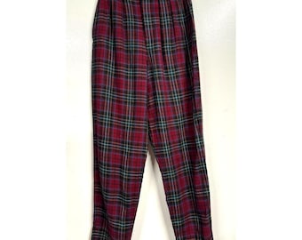 Laura Ashley Byxor storlek 10 Viyella Tartan Ull & Bomullsbyxor Spännen 90-tal