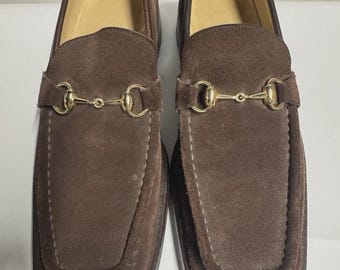 GUCCI Brown Suede Loafer Horsebit Vibram Lug Sole Shoes US 10.5 D Tom Ford