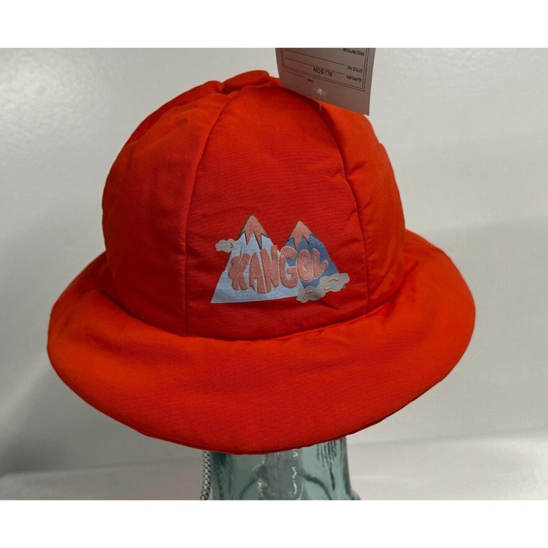 Kangol PUFFER Casual Bucket Hat Orange Cherry Quilted Large New Sample image 6