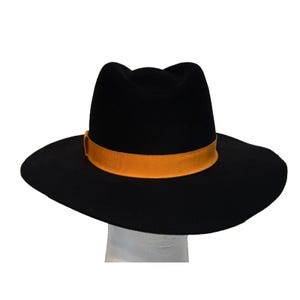 Goorin Bros Schwarz Fedora Filz Hut mit breiter Krempe Tropfen Krone Orange Band Hut Bild 2