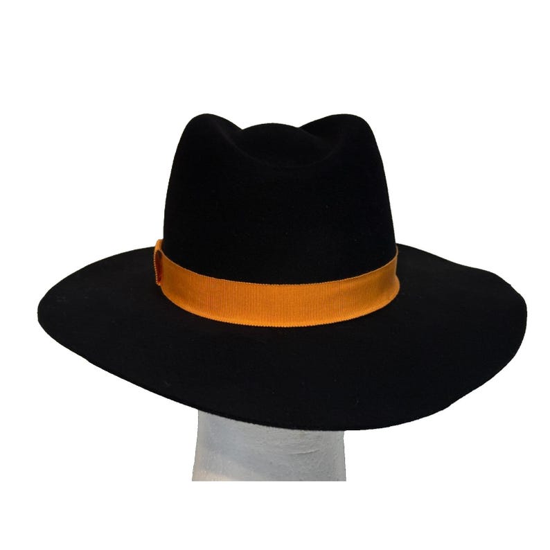 Goorin Bros Schwarz Fedora Filz Hut mit breiter Krempe Tropfen Krone Orange Band Hut Bild 2