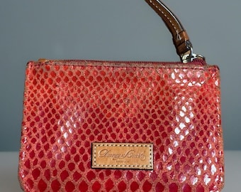 Dooney and Bourke Snake Skin leather Red Zip Wallet wristlet Clutch