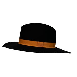 Goorin Bros Schwarz Fedora Filz Hut mit breiter Krempe Tropfen Krone Orange Band Hut Bild 1