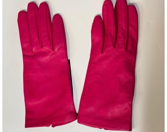 Lord & Taylor Pink Handschuhe 7.5. Damen Leder, Seide gefüttert Hot Fusia NEU