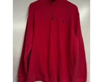 Polo Ralph Lauren 1/4 zip pullover sweater sweater heren groot koraalrood roze