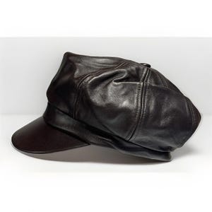 KANGOL Leather Spitfire Cap Blue label Brown Hat XS/Small NEW old stock image 2