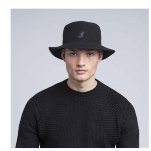 Kangol Black Wool Rap Bucket Hat NWT M Medium image 4