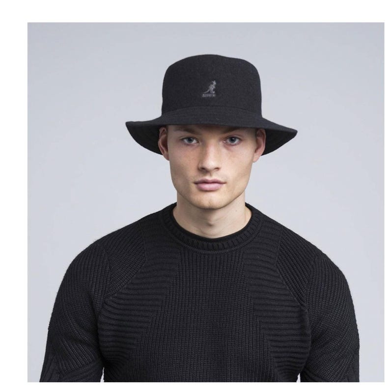 Kangol Black Wool Rap Bucket Hat NWT M Medium image 4