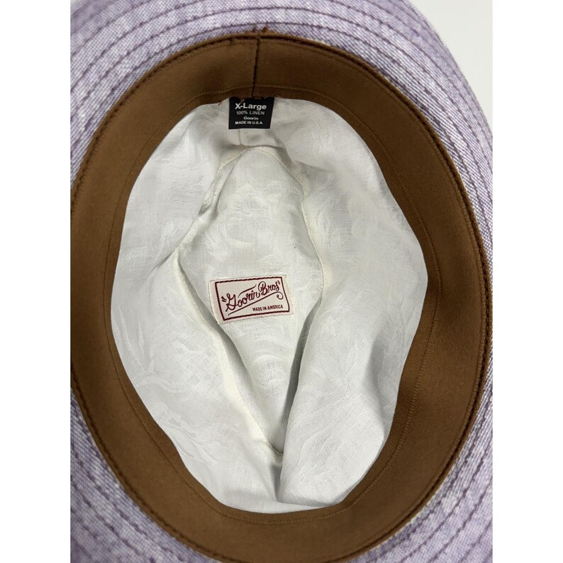 Goorin Bros Linen Fedora XL Purple Lavender Safari Hat Summer Cap image 5