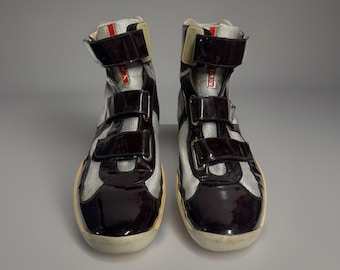 PRADA Hightop Sneakers  SIZE 9  America's  Cup Patent Leather Straps  US 4T 2231