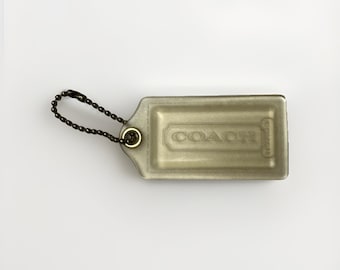 2,5" COACH Hang Tag transparent plast Lucite Nickel nyckelring påse berlock nyckel